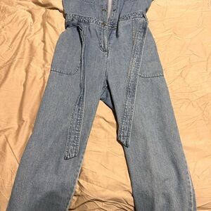 Relaxed-fit denim romper